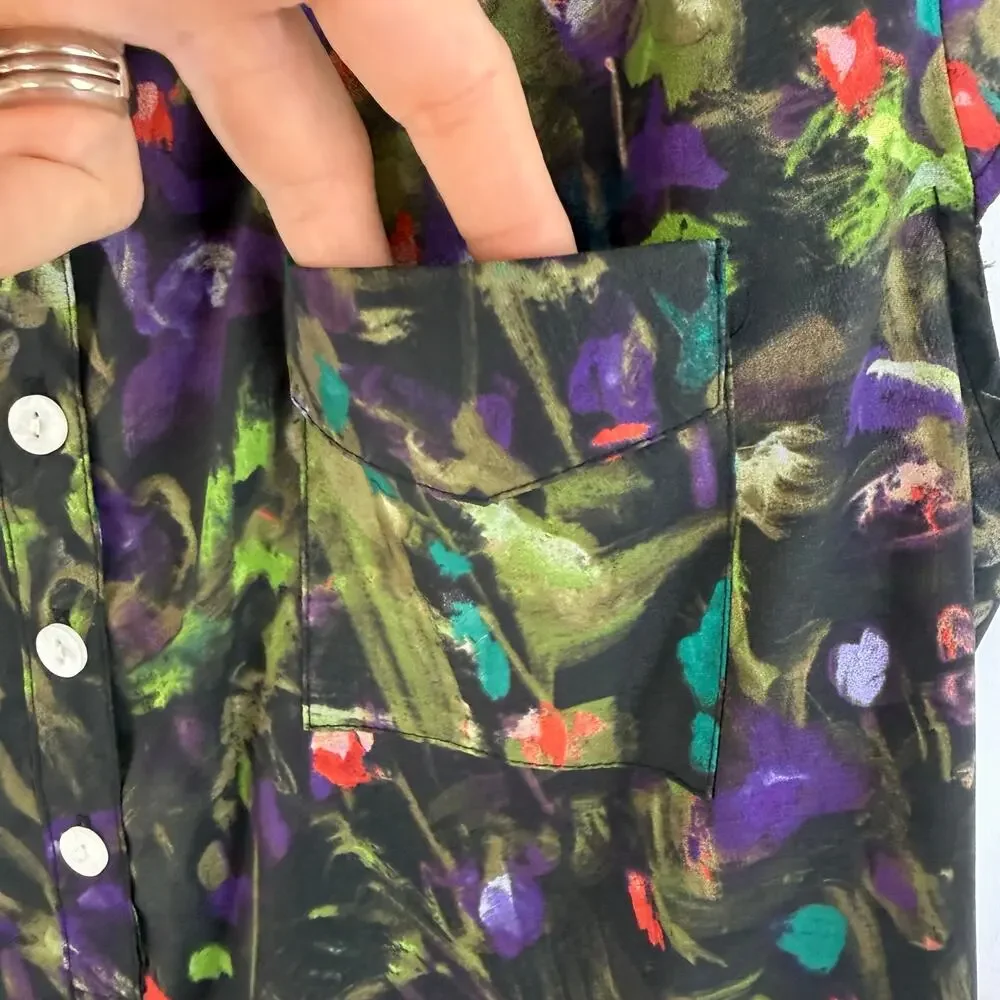 J. Crew Floral Cap Sleeve Blouse S